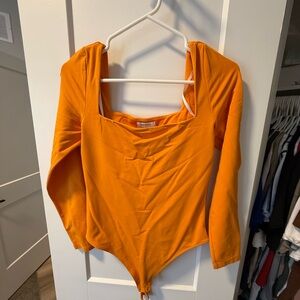 Babaton Contour Squareneck Longsleeve Bodysuit - Bright Orange